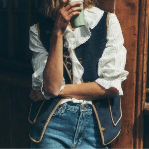 NWT Biden Clerkenwell Reversible Gilet Size Medium Navy Leopard